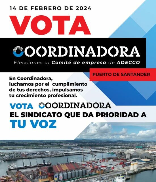 Coordinadora presenta su candidatura al comité de empresa de los estibadores de Adecco en el puerto de Santander