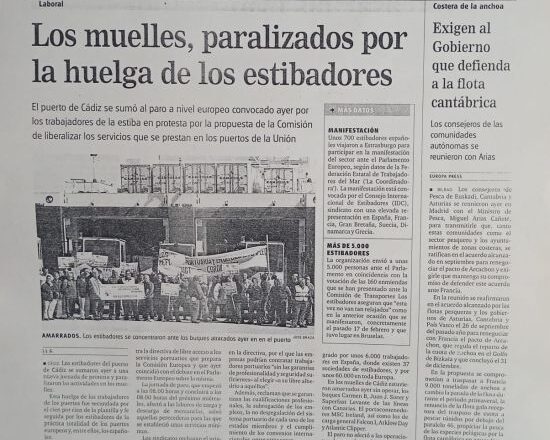 Los muelles de Cádiz paralizados por la huelga de estibadores