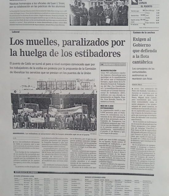 Los muelles de Cádiz paralizados por la huelga de estibadores
