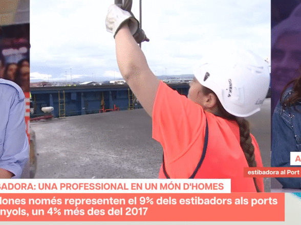 Entrevista a Aroa López, estibadora del Puerto de Barcelona, en el canal 2Cat