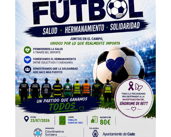 Coordinadora Solidaria organiza en Cádiz una maratón solidaria de fútbol sala para recaudar fondos destinados a la investigación del síndrome de Rett